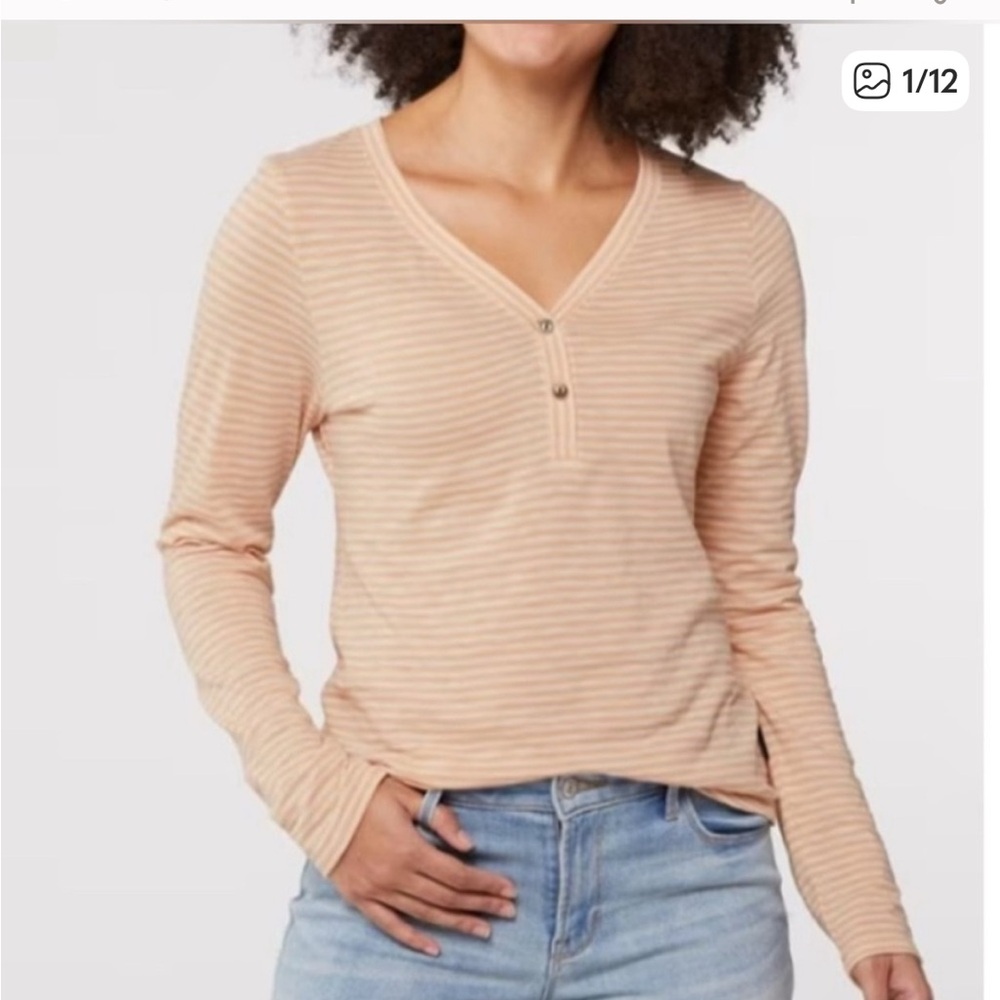💫Patagonia Women’s Mainstay Henley Long sleeve, XS, Striped, Yellow/Orange